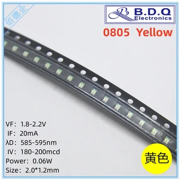 0805 Sárga LED Lámpa Gyöngyök SMD LED Méret 2012 fénykibocsátó Dióda Nagy Fényerejű Minőségű, 100-as