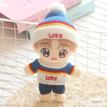 20cm baba ruhák Szép babák kiegészítők pulóver, Kötött sapka öltöny nadrág Korea Kpop EXO idol Babák ajándék DIY Játék lány