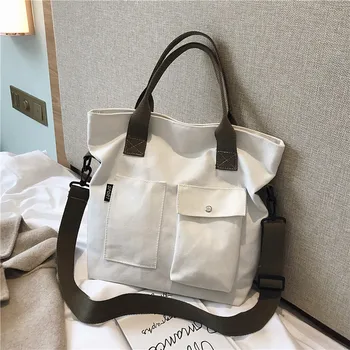 Vászon táska Női Táska válltáska Nagy Kapacitású egyszínű Totál Bevásárló Táskák Alkalmi Női Cross Body Bag