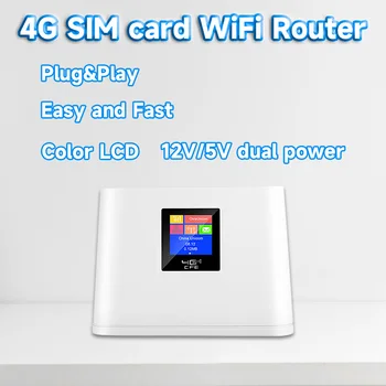 4G SIM-kártya wifi router színes LCD kijelző, LTE a 4G modem Hotspot RJ45 vezeték nélküli router 4G CPE 12V/5V power hordozható WiFi