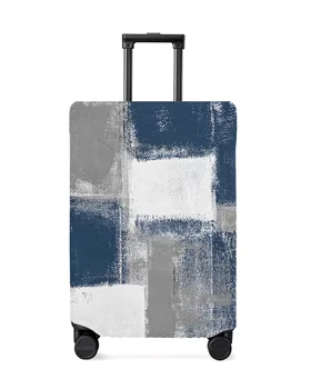 Olaj Festmény, Absztrakt Geometriai Kék Utazási Csomagtér Fedél Rugalmas Poggyász Fedezze Bőrönd Esetben Porvédő Utazási Kellékek