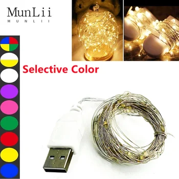 MunLii USB String Lámpák LED-es rézdrótot Garland Tündér Lámpák Kültéri Vízálló Karácsonyra lakodalom Otthon Dekoráció