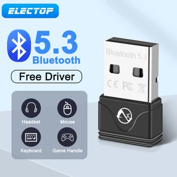 ELECTOP USB-Bluetooth-5.3 Adapter Bluetooth 5.0-S Dongle Adó Fejhallgató Billentyűzet Hangszóró PC Ablak 11/10/8.1 Adapter