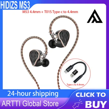 Hidizs MS3+T01S 3.5/4.4 2BA+1DD Hibrid HiFi Hibrid 3 Vezetők in-Ear Monitor Vezetékes Fejhallgató 2Pin 0.78 OFC aranyozott