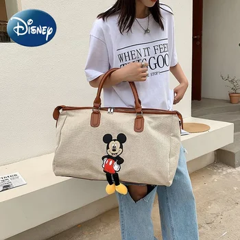 Disney Hátizsák Tartós utazótáska Mickey Egér Kirándulás Vászon Utazás Tote Nagy Kapacitású Fitness tovább Poggyász Ingyenes Szállítás