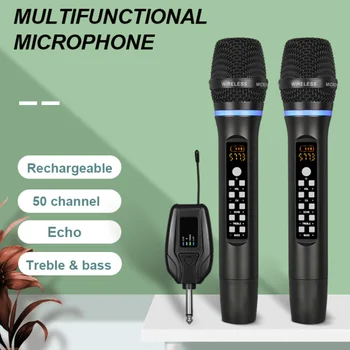Hordozható, Vezeték nélküli Mikrofon BT Funkció A Telefon Használata 50 Csatorna Profi Karaoke Echo Mikrofon Szett