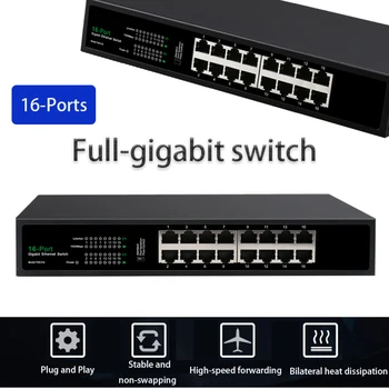 16-Portok Teljes gigabit switch 10/100/1000mbps Internet Splitter RJ45 Elosztó Fast Ethernet Plug and Play játék Ethernet Hálózati Kapcsoló
