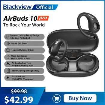 Blackview AirBuds 10 Pro Air Vezetés Bass ENC Fülhallgató Nyitva Ear Fülhallgató Igaz Vezeték nélküli Sztereó Fejhallgató Sport TWS Mikrofon