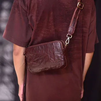 AETOO Semleges új, eredeti rakott design, kis táska, Bőr váll Kors mobil telefon táska növényi cserzett tehén leath