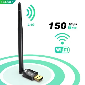 EDUP Mini USB WiFi Adapter 150Mbps Nagy Nyereség 6Dbi Antenna 802.11 n MT7601 Chipset Hosszú távú Vezeték nélküli Hálózat Vevő Kártya