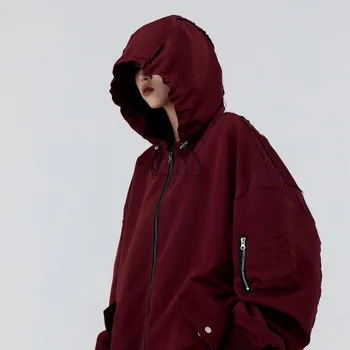Tavaszi Trendek 2023 Női Nagy Méretű Kabátot húzni a Piros Kabát Férfi Ruházat Y2k Gót Streetwear kapucnis felső Zöld Kupakos