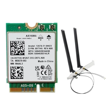 AX1690I Wifi Kártya 2X8DB Antenna AX411 Wi-Fi 6E Sebesség 2.4 Gbps 802.11 Ax 2.4/5/6Ghz Bluetooth 5.3 Vezeték nélküli Modul