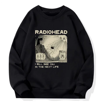A Radiohead Találkozunk A Következő Életben Kapucnis Férfi/Női Rock Fiú, Retro Nyomtatott Pulóver Bő Japán Állomás Maximum Zenekar, Zene