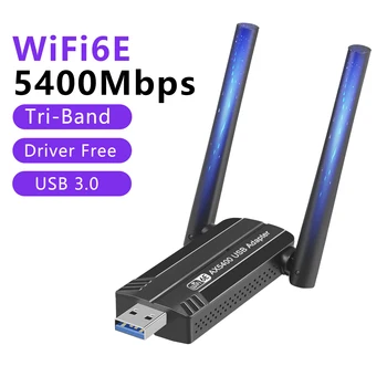 5400Mbps WiFi 6E Hálózati Kártya USB 3.0-s WiFi Adapter Tri-Band 2.4 G 5G 6G Wifi Vevő Dongle Windows 10 11 Sofőr Ingyen