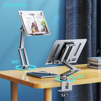 HEMSEM Új Laptop Állvány, Clamp Tabletta Hightening Támogatás Jogosultja a Könyv Konzol Asztal Ágy Lusta Állvány 360° - Os Forgó, Állítható Magasság