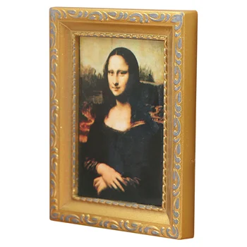 Mini Furnitureshouse Tartozékok Mini Mona Lisa Festmény, Apró Kézműves Művészi Kép Dísz Gyanta Dekoráció