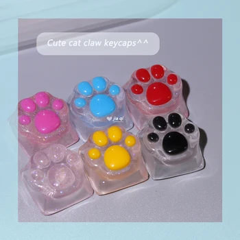 Személyre szabott Gyanta Kézzel készített Játékok Háttérvilágítású Keycap Macska Mancsa Aranyos DIY Kulcsot Kap a Mechanikus Billentyűzetek