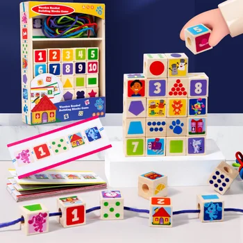 Kötelet Viselt Épület-Blokk, Játék, Játék, A Gyerekek Digitális Kognitív Intelligencia Fejlesztése A Puzzle Fa Gyöngyös Építőkövei