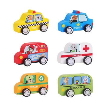 Glide Autó gyermekjátékok Őszi-Rezisztens Tehetetlenség Felszerelés Autó Fából készült Játék Autó, Taxi, Mentő iskolabusz Modell Szimulációs tűzoltóautó