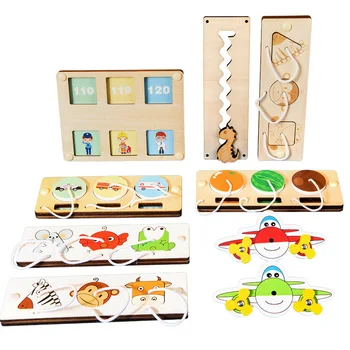 Montessori 3D Baby Puzzle Elfoglalt Testület Elem Része Kiegészítők Gyerek Tanulási DIY Tevékenység Összeszerelés Fa Érzékszervi Játék