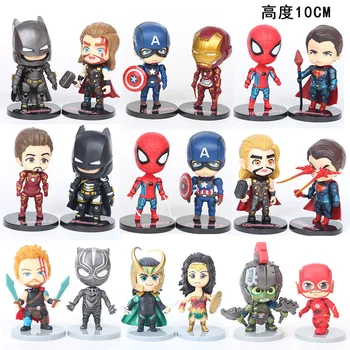 Marvel Avengers akciófigura Készlet Pókember, vasember, Loki, Thor Flash 6db Gyűjthető Anime Ábra Modell Játékok Gyerekeknek, Születésnapi Ajándék