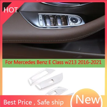 A Mercedes-Benz E-Osztály w213 2016-2021 ABS Krómozott Autó Ajtó Üveg Lift Kapcsoló Keret Dekorációs Matrica, autó Alkatrész