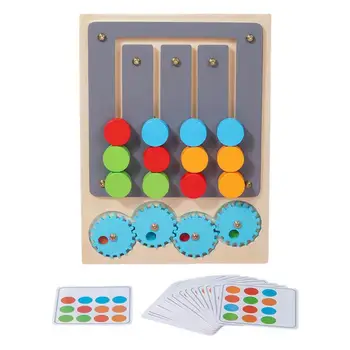 Fa Négy Szín Csúszó Puzzle Montessori Oktatási Szín, Forma, Megfelelő Logikai Játék, Puzzle Tevékenység Testület Játék Gyerekeknek