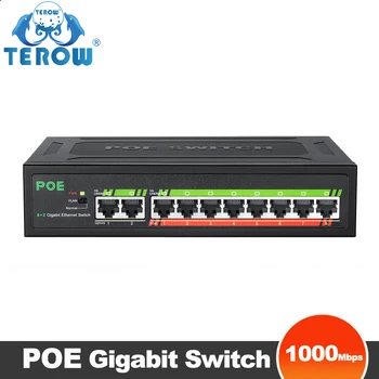 Gigabit POE Switch 10 Port Ethernet Kapcsoló 1000Mbps 8 PoE +2 rendszerhez csatlakozó IEEE802.3af/a Támogatás VLAN IP Kamera /Wifi Útvonal