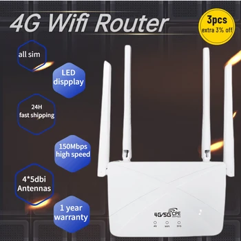 Vezeték nélküli 4G Router, Modem, Wifi Router 300Mbps Módosított Mobile Hotspot Kinyit Az ÖSSZES TELCO A SIM-Kártya Foglalat+5dbi Igaz, Antennák