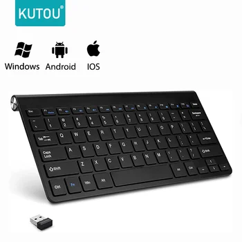 KUTOU 2.4 G Wireless Billentyűzet Csendes Ultra Vékony Protable Mini Billentyűzet Egér Notebook Laptop Mac Asztali PC Számítógép Smart TV