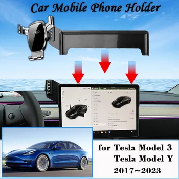 Autós tartó a Tesla Modell 3 Modell Y 2017~2023 Szellőző Mobiltelefon tartó Mobiltelefon Tartó Gravitációs Állvány Matrica Tartozékok