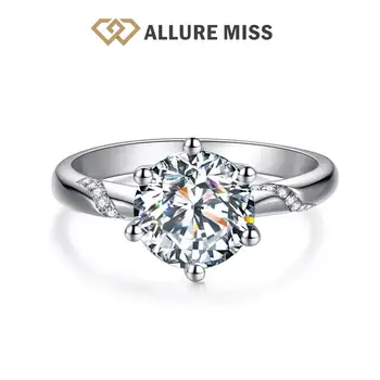Elegáns Egyszerűség Telt Gyémánt Teszt Moissanite 100% 925 Sterling Ezüst Gyűrű Női Gyémánt Berakásos Csillogó kiváló Minőségű
