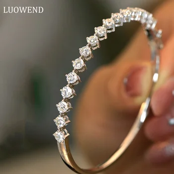 LUOWEND 18K Fehér Arany Karkötő, Valódi Természetes Gyémánt 3.0 karátos Karkötő Luxus Minimál Stílusú Gyönyörű Eljegyzési Ékszert a Nők