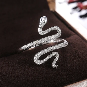 Huitan Divat Fémes Kígyó-alakú Női Gyűrű Napi Hordható Sokoldalú Ékszerek Kényes Lány Tartozékok Fél Kígyó Gyűrű