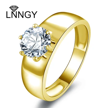 Lnngy Retro 1.25 Karátos Moissanite Gyűrű a Nők 10 KILOMÉTERES Igazi Arany Labor Létre Szoliter Gyémánt jegygyűrűt A GRA Bizonyítvány