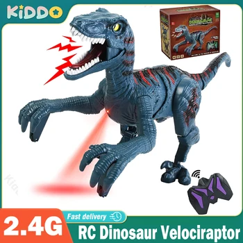 RC Dinoszaurusz Szimuláció RC Velociraptor Intelligens 2.4 G Távirányító Dinosauria Játék A LED Gyermekek Napi Ajándékok