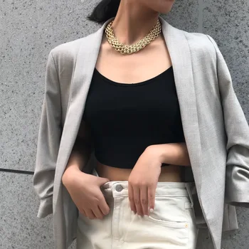 Tartozékok Személyiség túlzott vaskos lánc nyaklánc női vintage minimalista ruházati kiegészítők fém pulóver lánc