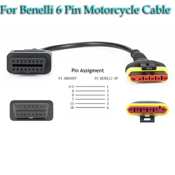 A Benelli Motor Diagnosztikai Kábel Motorkerékpár 6 Pin 16 Pin-OBD2 Adapter Csatlakozó TRE1130K TRE899K TNT1130