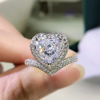 CAOSHI Esztétikai Szerelmes Szív Ujj Gyűrű a Nők Zseniális Cirkónium-oxid Ékszer Eljegyzési Romantikus Stílusú Esküvői Kiegészítők
