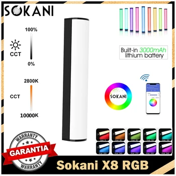 SOKANI X8 LED Fotózás Fény Kézi RGB Lámpa Cső Stick Videó Lágy Fény APP Távirányító vs 6C Pavotube LUXCEO P200