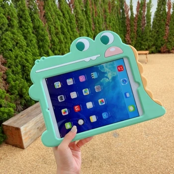 Szilikon Állni Kezelni az Esetben Az iPad 10.2 9. 8. 7. Mini 1 2 3 4 5 Pro 9.7 Air1 2 Aranyos Rajzfilm Dinoszaurusz-Fedezze Állni Táblázat Esetben