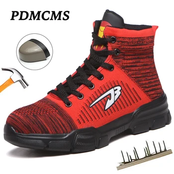 Pdmcms Biztonsági Férfi Cipő munkavédelmi Cipő Anti-gyönyörű Acél Toe Szúrt cipő, Könnyű csúszásmentes Vízálló Cipők
