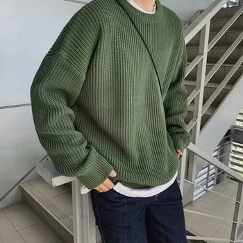 Férfi Ruha, Kötött Pulóver Koreai Divat Pulóver Férfi Őszi Egyszínű Pulóver Slim Fit Férfi Streetwear Férfiak Pullovers