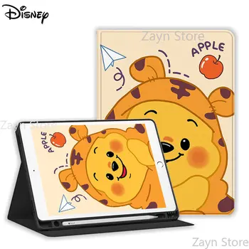 Disney Micimackó Tablet tok iPad Air 1 2 3 Mini 4 5 6 iPad Pro 2021 2022 12.9 hüvelyk Book-típusú Toll Slot védőburkolat