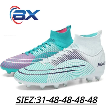 BX új ifjúsági gyermek foci cipő hosszú tüskék törött tüskék felnőtt futball cipő multi-szín választható 31-48 méret