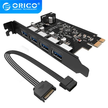ORICO USB 3.0 PCI-E Bővítő Kártya 4 Port Hub Adapter Külső Vezérlő Express Kártya 4-tűs tápcsatlakozó Kábel