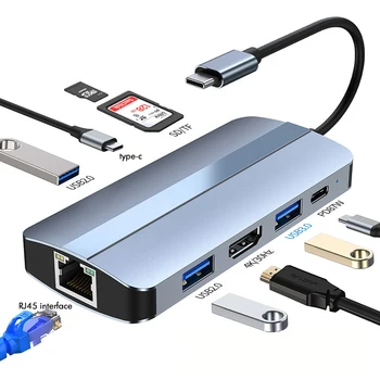 USB-C Dokkolóegység 9 1 C Típusú Adapter HDMI 4K, 87W PD Töltő, Gigabit Ethernet, 3 USB Port, SD/TF Kártya Olvasó