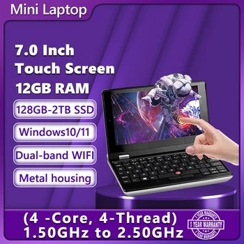 Mini Zsebében a Laptop 7 Hüvelykes Érintőképernyős Hordozható Netbook 12GB DDR4 2 tb-os SSD-Fém Kis Notebook Windows 1011 2.0 MP