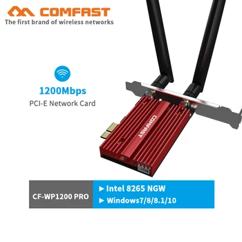 Intel 8265NGW 1200Mbps Vezeték nélküli Kártyát, hogy a PCIE-Pcie X1 Express Asztali 2x2 MU-MIMO WIFI BT4.2 Adapter Külső 2*6dbi Antenna