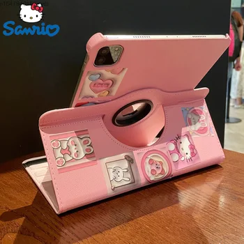 Sanrio Hello Kitty Kuromi DIY Matrica Apple iPad 10 Gen védőtok 11in 12.9 a Air4 5 360 Forgó Műbőr tok